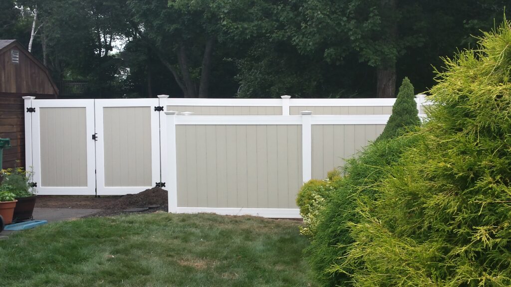 6_ H _ 4.5_ H Two-Tone Tan _ White Solid Privacy With Double Gate