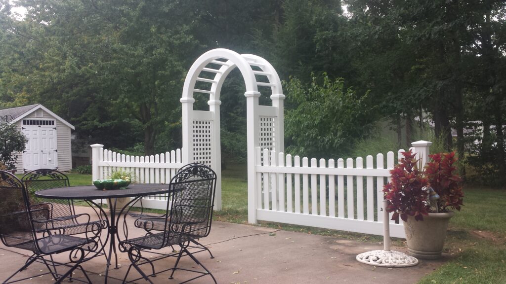 Solid White Arbor With Picket Sides